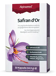 lila, Packung, Packshot, Safran, Alpinamed, Extrakt, Stimmung, Energie, Psyche